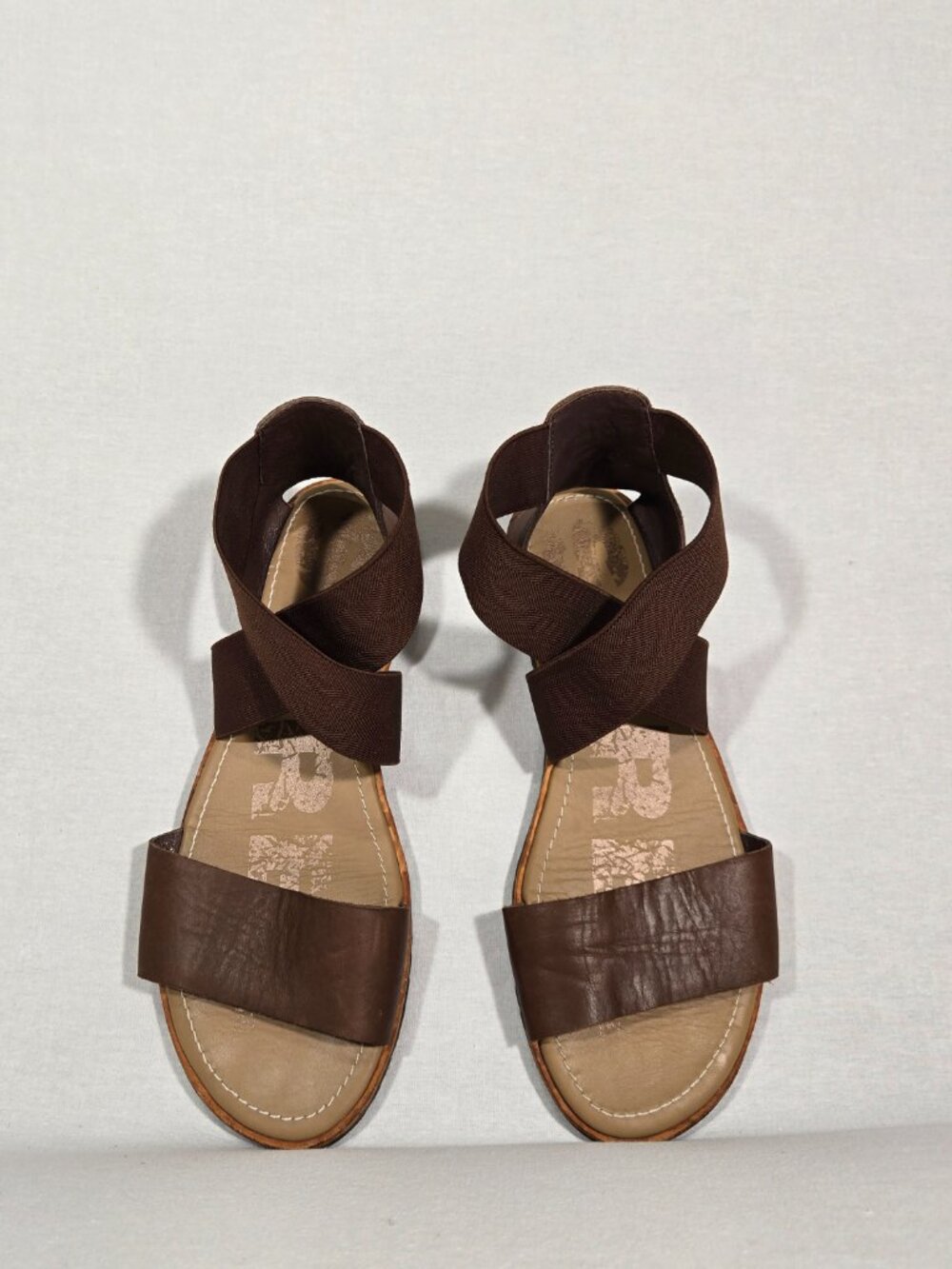 SOREL Ella BOHO Brown Leather & Elastic Gore Straps Gladiator Sandal Women Sz. 8 - Picture 9 of 17